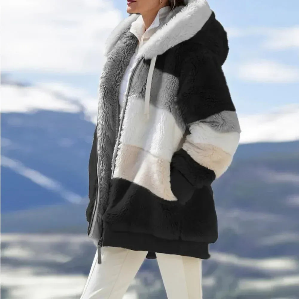Plush Hooded Oversized Fleece Jacket