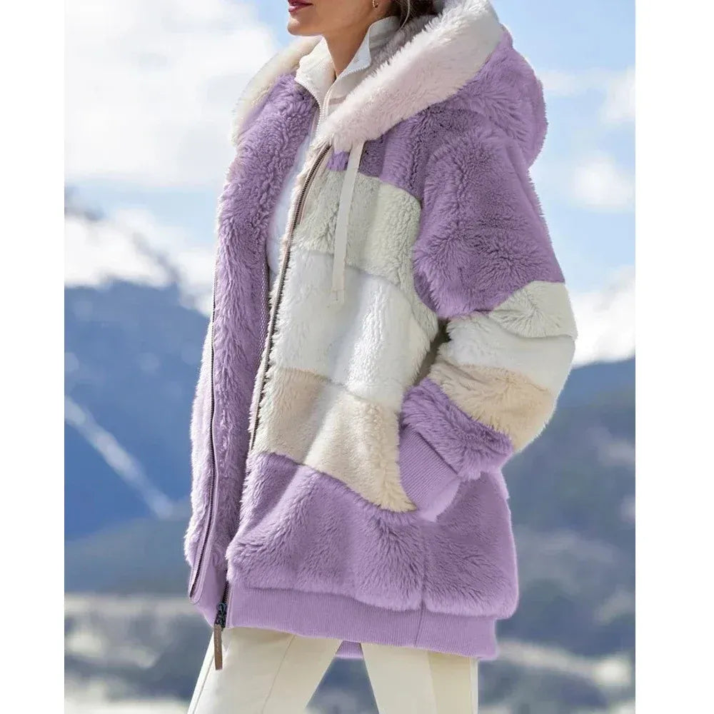 Plush Hooded Oversized Fleece Jacket