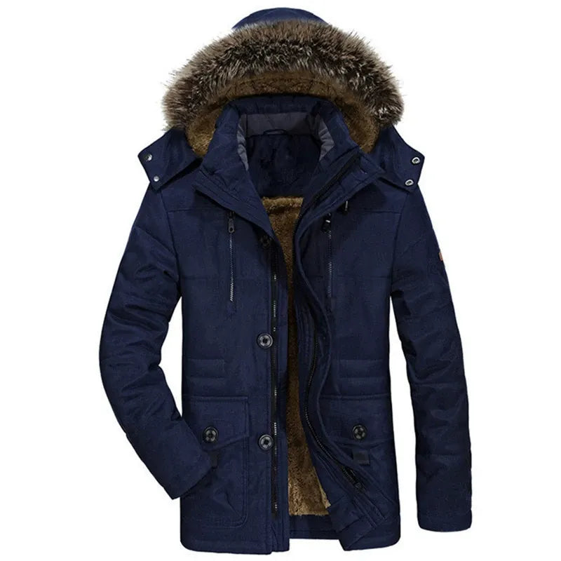 Plush Lined Detachable Hood Parka Jacket