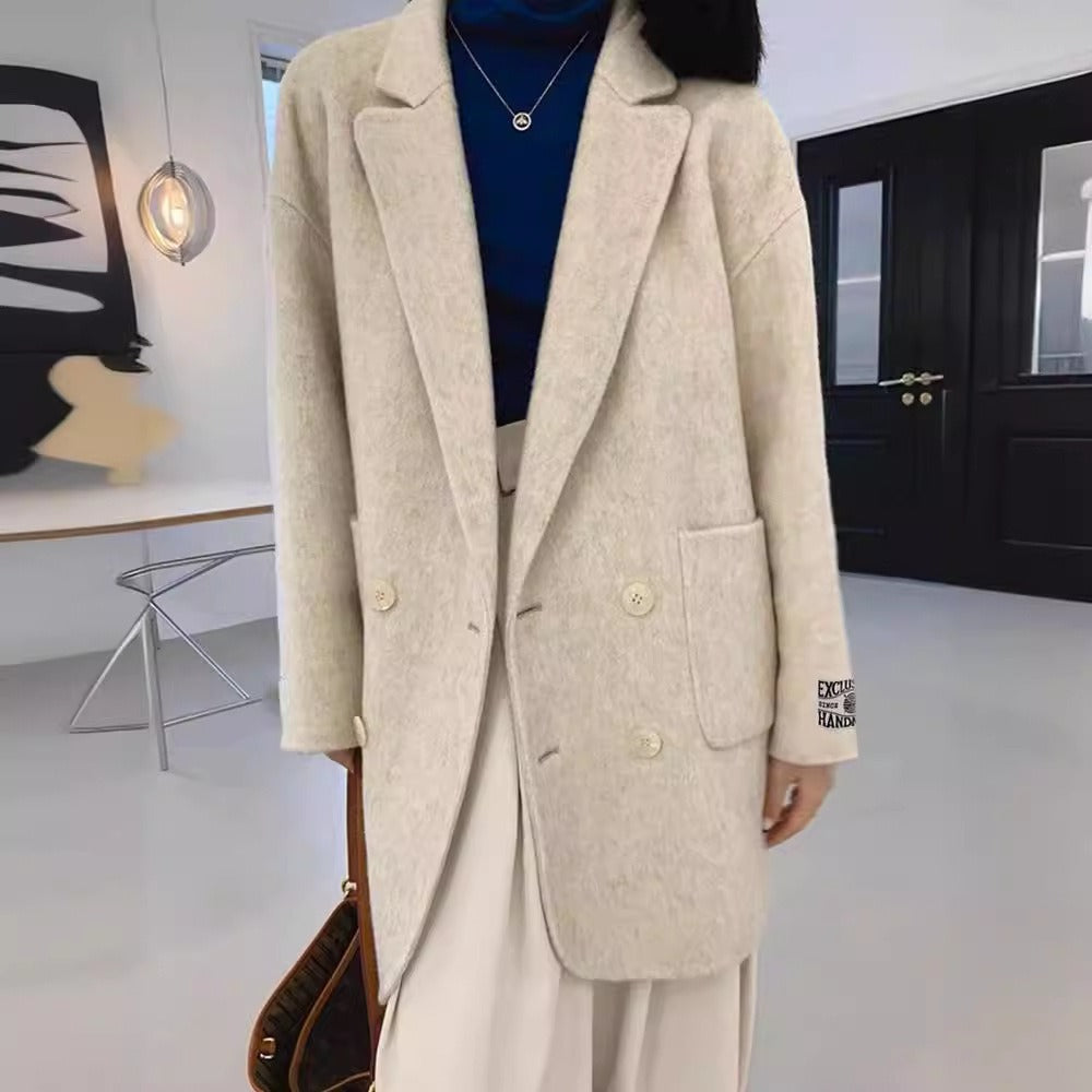 Oversized Fit Double-Breasted Wool Coat