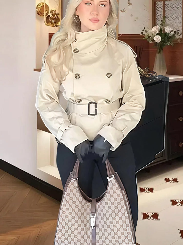 Tailored Double Breasted Wool Blend Coat