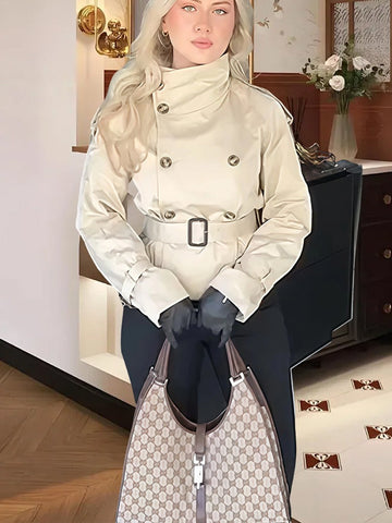 Tailored Double Breasted Wool Blend Coat