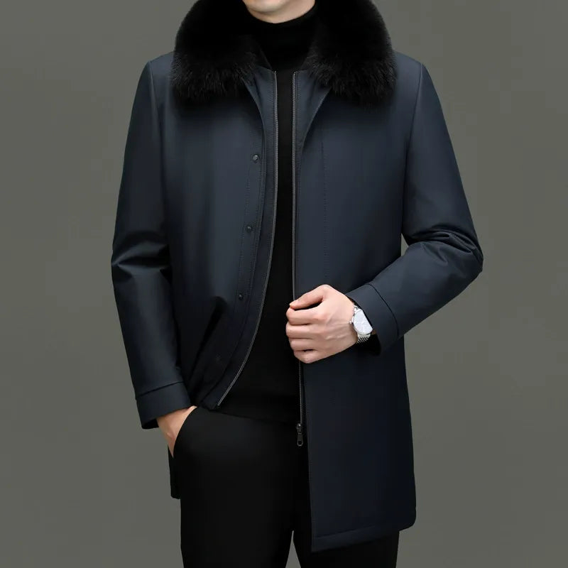 Detachable Faux Fur Mid-Length Jacket