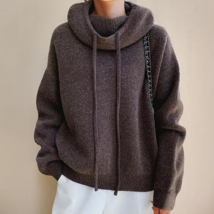 Oversized Cowl Neck Soft Knit Sweatshirt