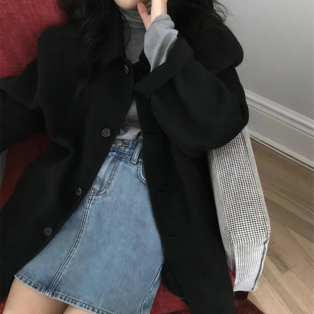 Wool Relaxed Oversized Notched Lapel Coat