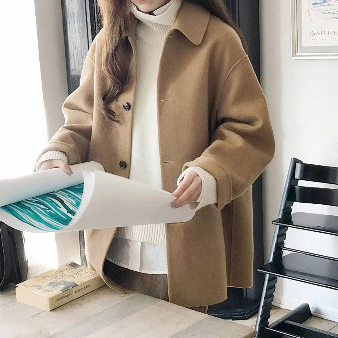 Wool Relaxed Oversized Notched Lapel Coat