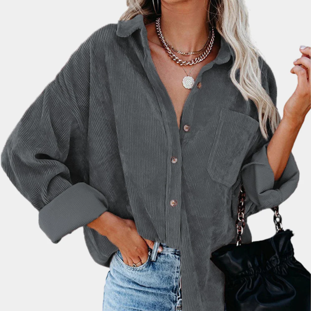Corduroy Oversized Button-Up Jacket