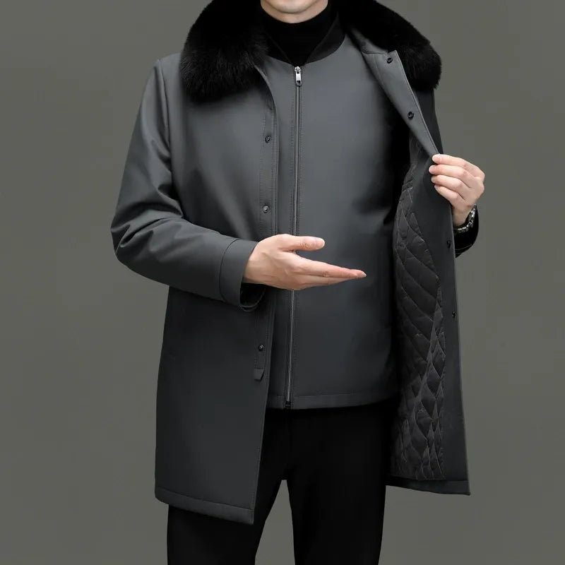 Detachable Faux Fur Mid-Length Jacket
