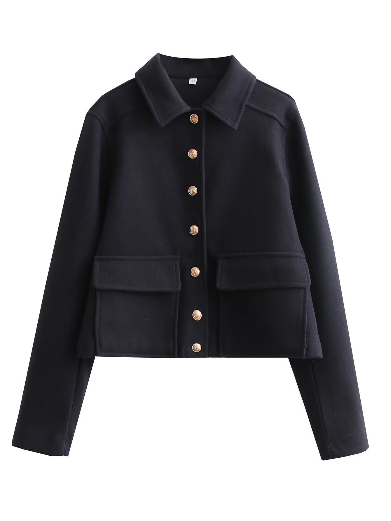 Wool Blend Cropped Structured Bomber Jacket