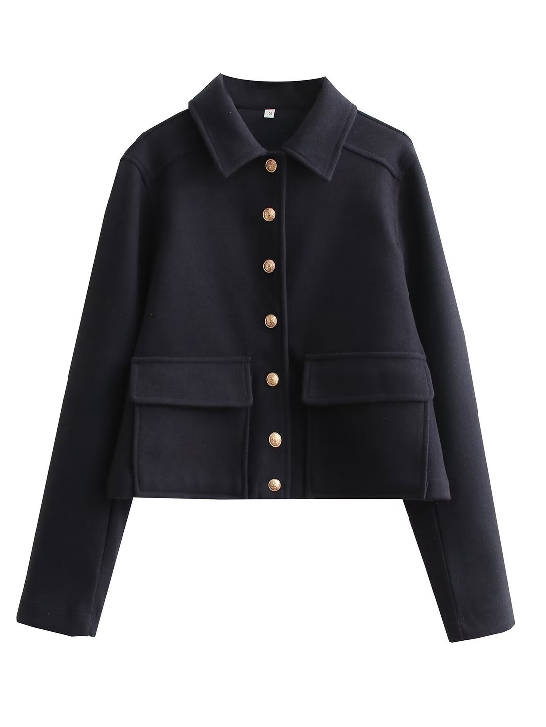 Wool Blend Cropped Structured Bomber Jacket