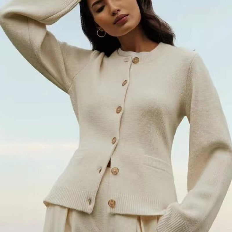 Knit Slim Fit Wide-Leg Two-Piece Set
