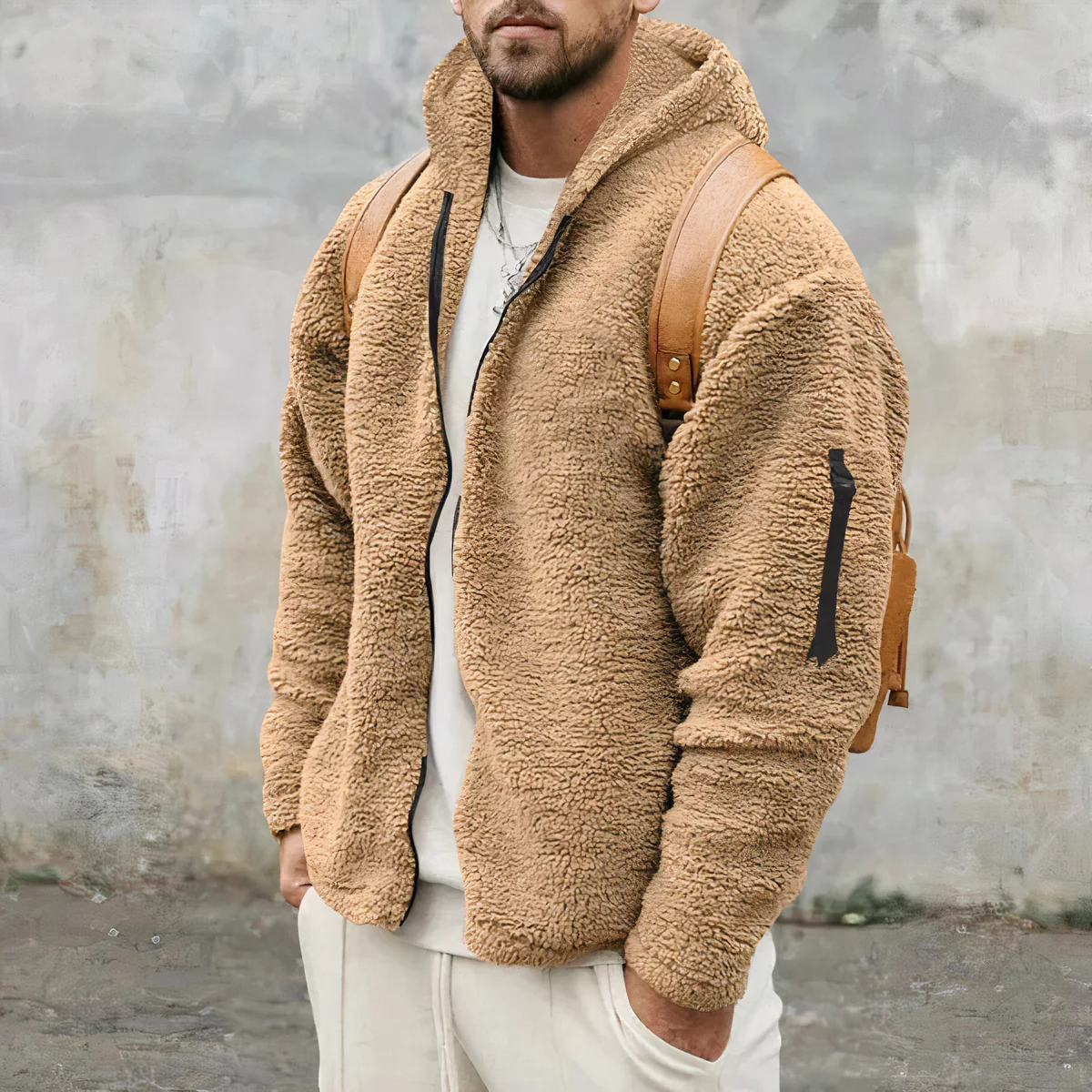 Sherpa Fleece Relaxed Fit Full Zip Hoodie