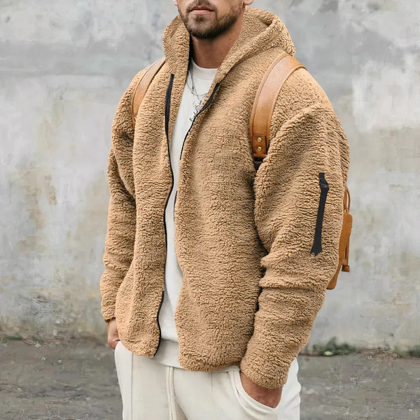Men’s Hoodie - Sherpa Fleece - Relaxed Fit - Hooded - Full Zip
