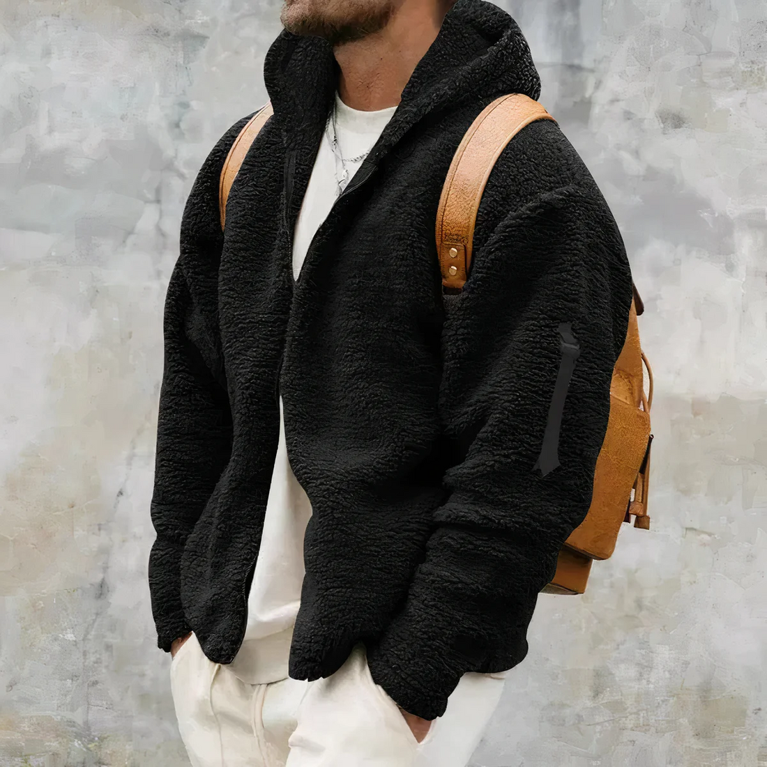 Sherpa Fleece Relaxed Fit Full Zip Hoodie