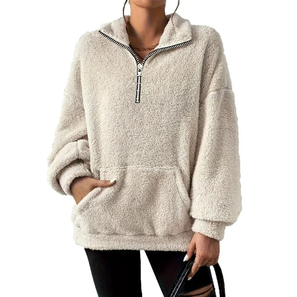 Oversized Fit Half Zip Fleece Sweatshirt
