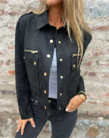 Suede Tailored Fit Lapel Collar Jacket