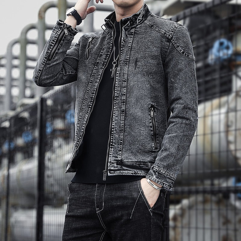 Distressed Slim Fit Denim Jacket
