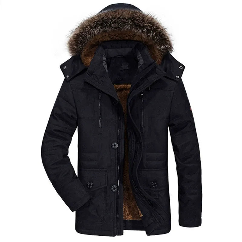 Plush Lined Detachable Hood Parka Jacket