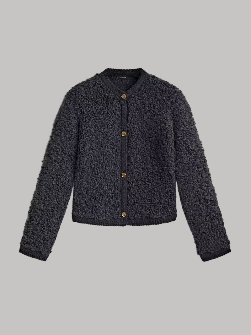 Knit Cropped Round Neck Cardigan