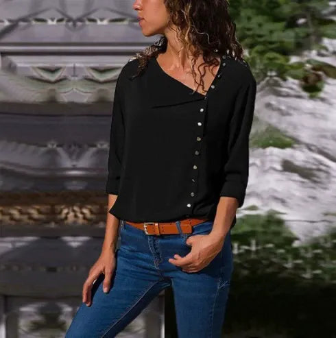Asymmetrical Button Loose Fit Shirt Top