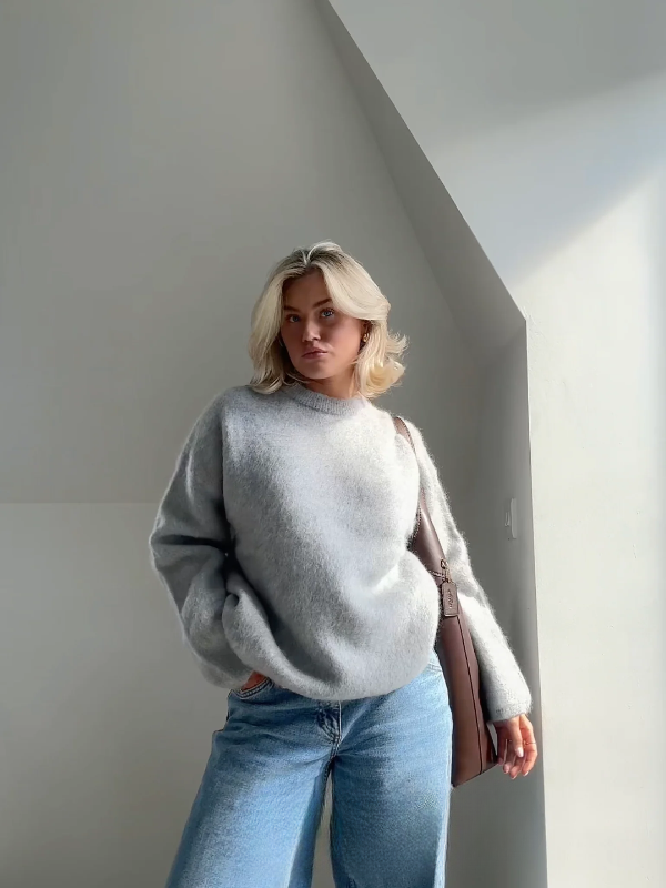 Oversized Fuzzy Texture Pullover Sweater