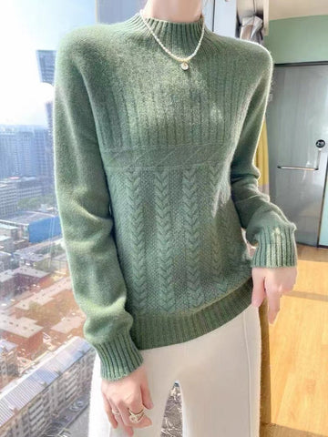 Jacquard Knit Mock Neck Pullover Sweatshirt