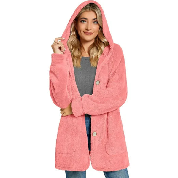 Plush Furry Knit Oversized Hooded Cardigan