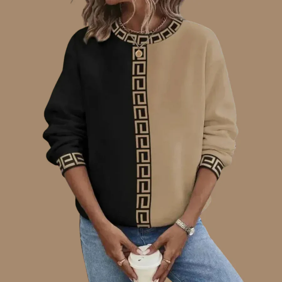 Geometric Pattern Relaxed Fit Pullover Sweater