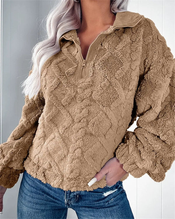 Fleece Oversized Half Zip Pullover Sweatshirt