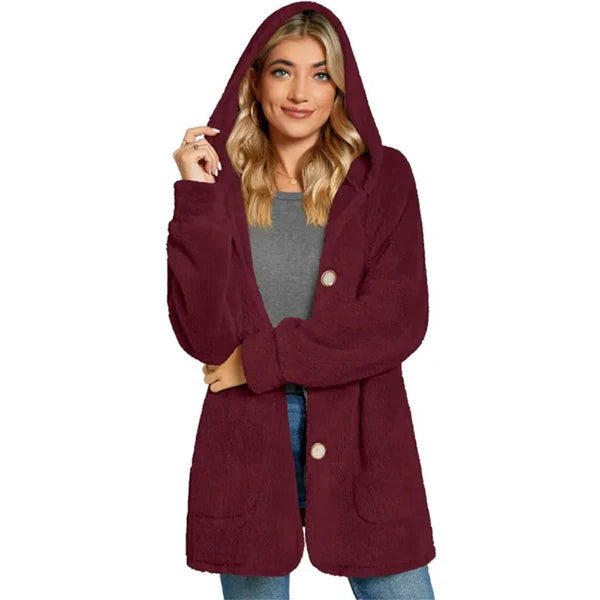 Plush Furry Knit Oversized Hooded Cardigan