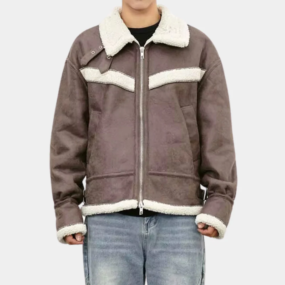 Sherpa Collar Brushed Softshell Bomber Jacket