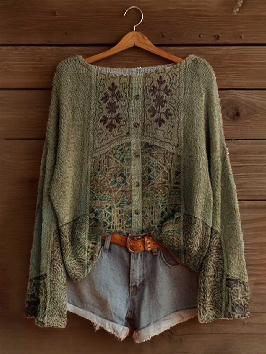 Knitted Oversized Bell Sleeve Sweatshirt