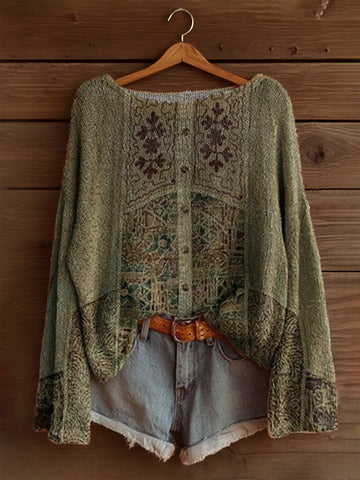 Knitted Oversized Bell Sleeve Sweatshirt