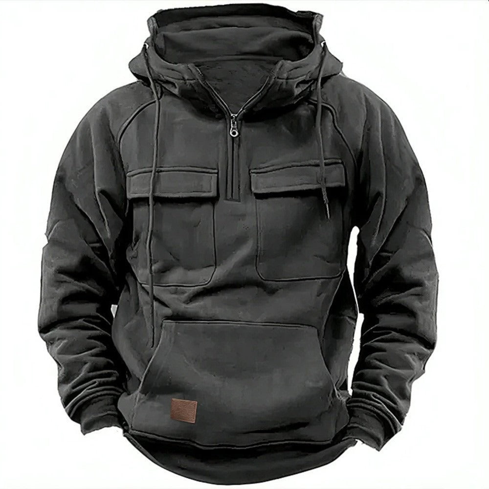 Soft Cotton Fleece Half Zip Hoodie