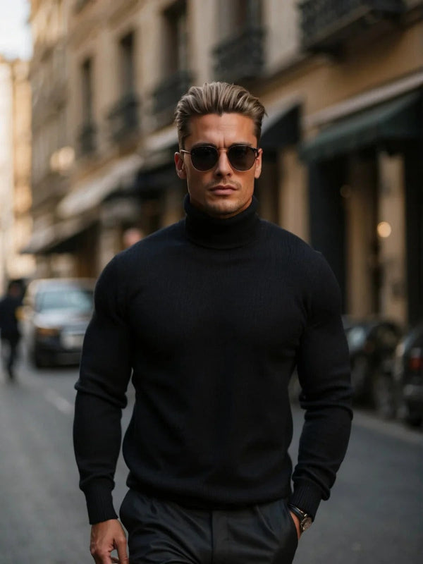 Slim Fit Cotton Roll-Neck Pullover