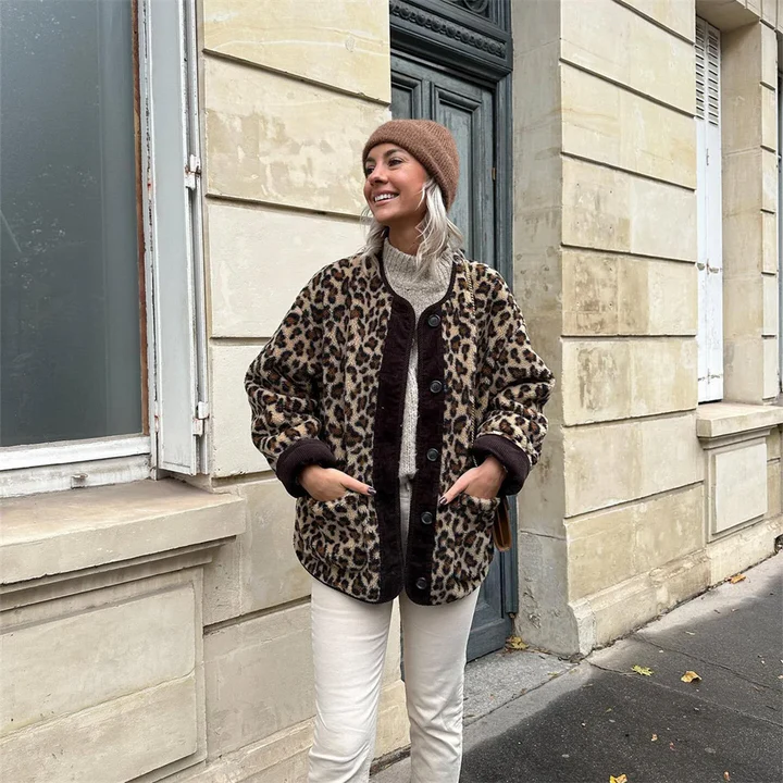 Bold Print Faux Fur Oversized Jacket