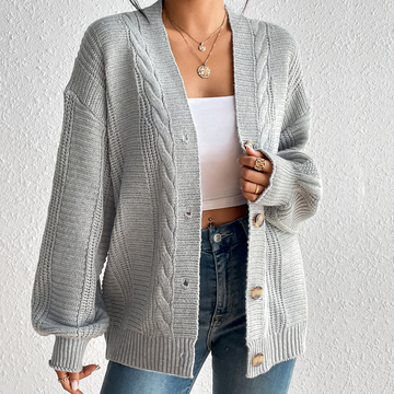 Oversized Cable Knit Wool Cardigan
