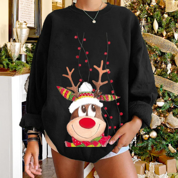 Soft Knit Reindeer Holiday Pullover Sweater
