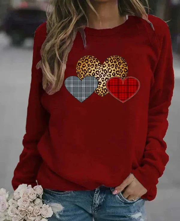 Graphic Heart Print Loose Fit Sweatshirt