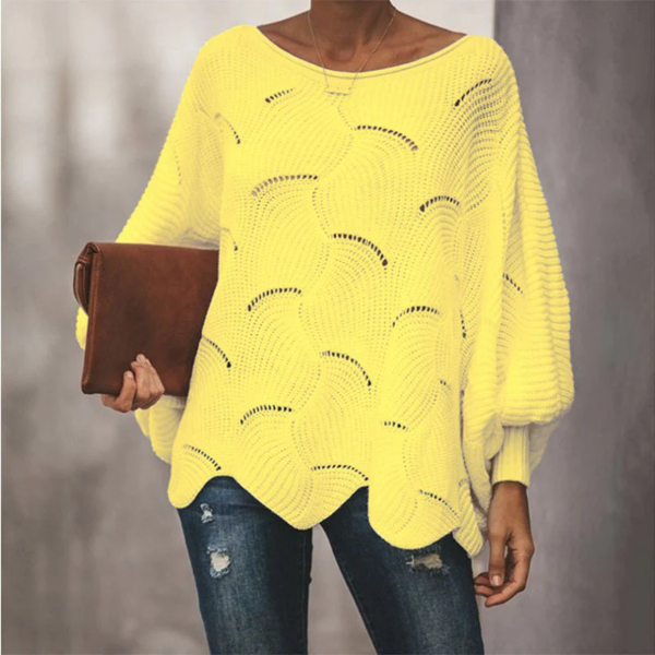 Open Knit Wool Blend Batwing Sweater