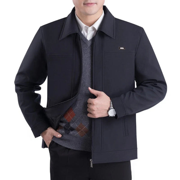 Notch Lapel Zip Closure Regular Fit Jacket