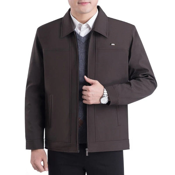 Notch Lapel Zip Closure Regular Fit Jacket