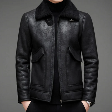 Vintage Shearling Collar Leather Jacket