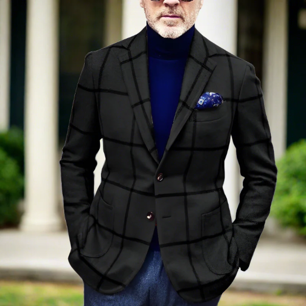 Wool Blend Check Tailored Fit Blazer