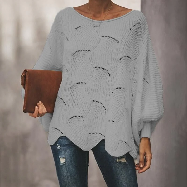 Open Knit Wool Blend Batwing Sweater