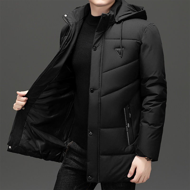 Quilted Insulated Detachable Hood Parka Jacket