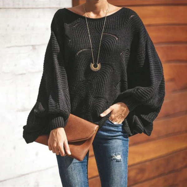 Wool Blend Batwing Sleeve Knit Sweater