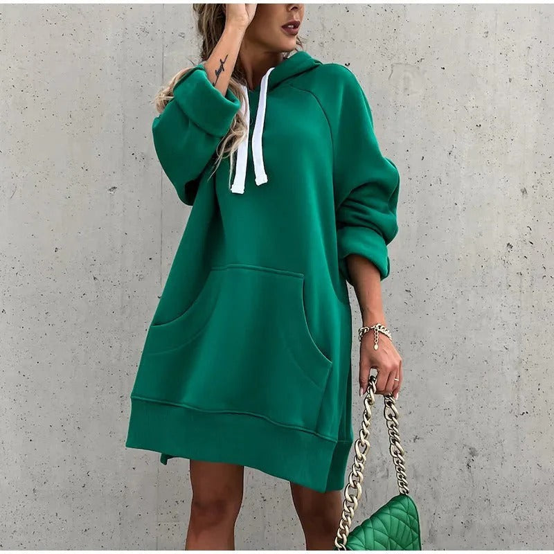 Oversized Fit Kangaroo Pocket Hoodie Dress