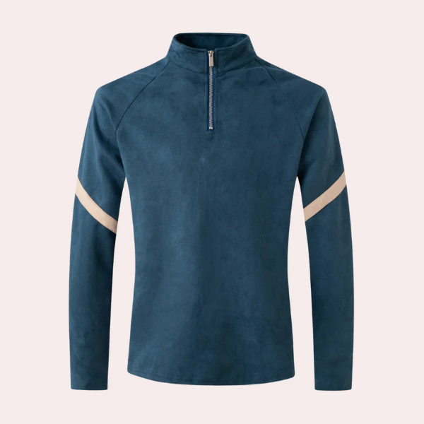 Wool Blend Relaxed Fit Quarter Zip Pullover