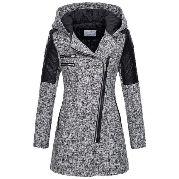 Hooded Quilted Sleeve Asymmetrical Jacket